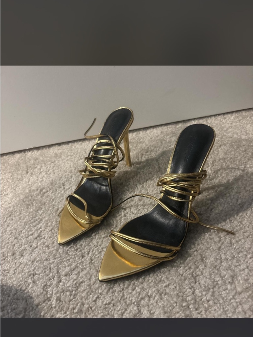 Tony Bianco Gold Strappy Stiletto Heels